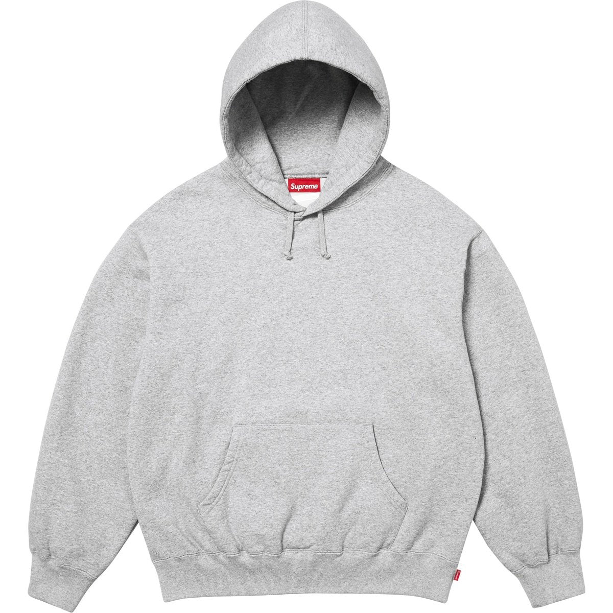 Supreme Satin Appliqué Hooded Sweatshirt Heather Grey