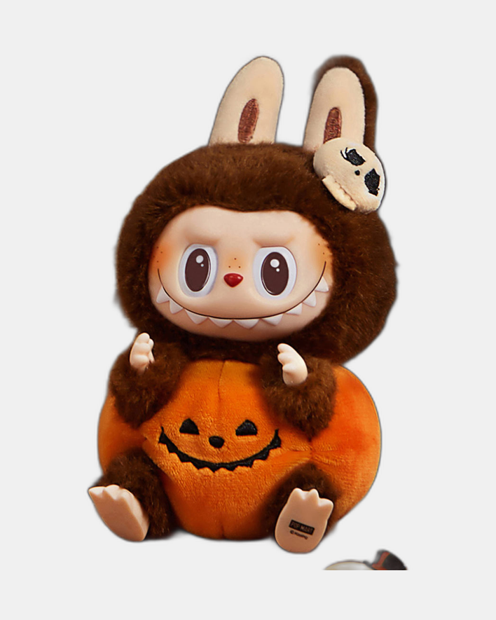 Pop Mart Labubu Happy Halloween Party Series-Sitting Pumpkin Vinyl Plush Pendant