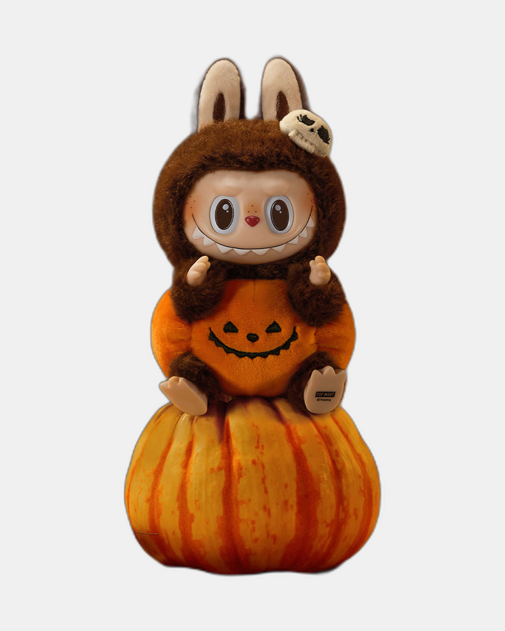Pop Mart Labubu Happy Halloween Party Series-Sitting Pumpkin Vinyl Plush Pendant