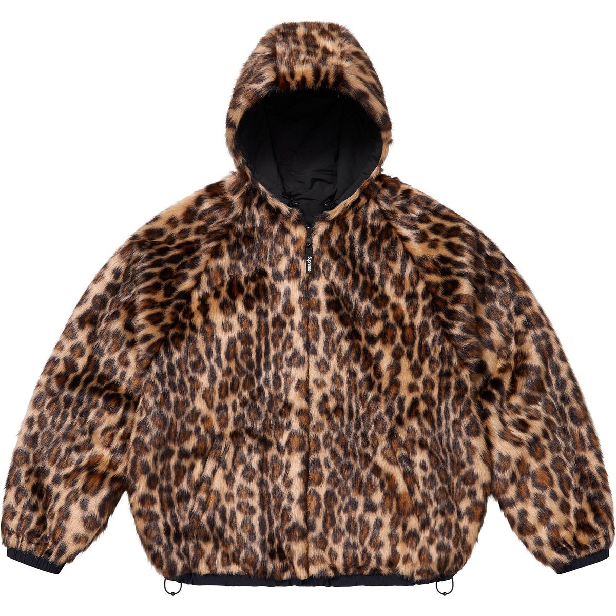 Supreme Faux Fur Reversible Hooded Track Jacket Black/Leopard