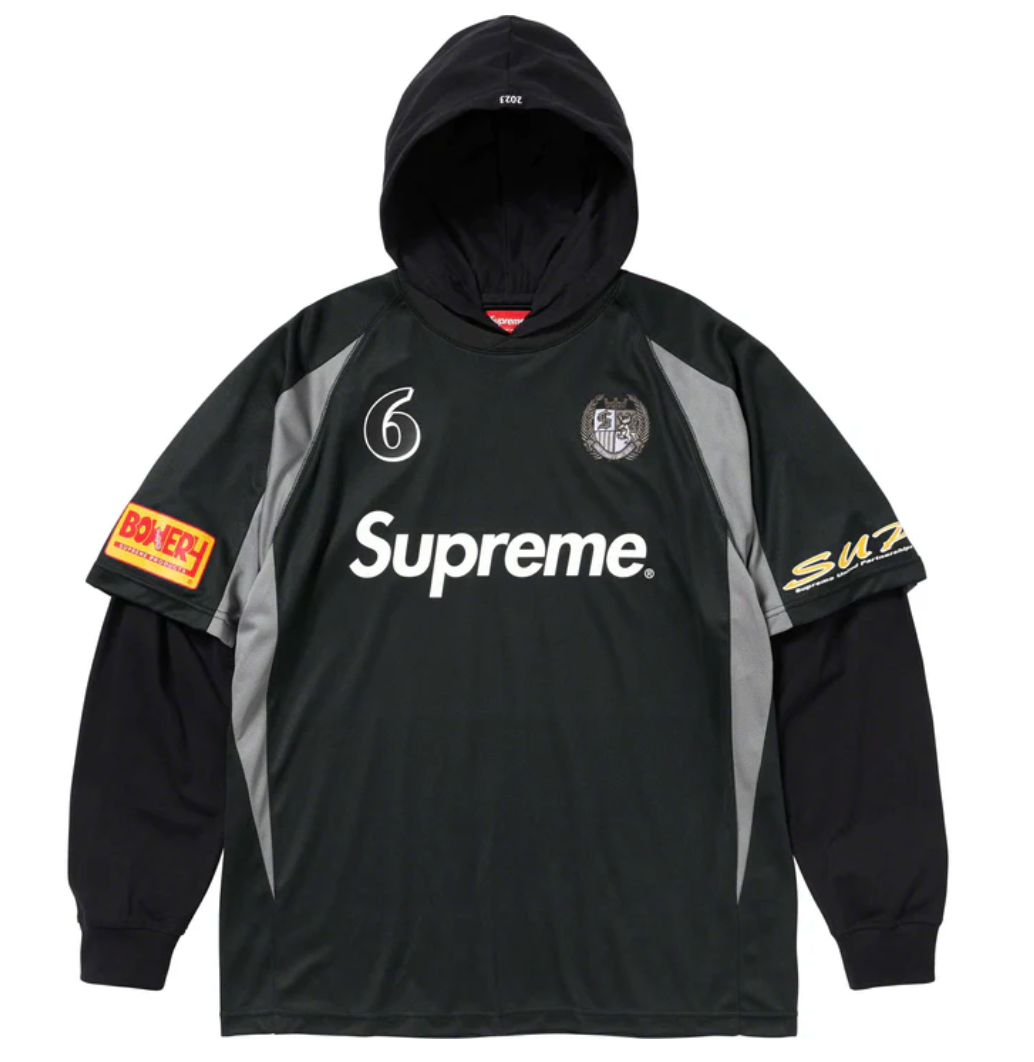 Supreme Hooded Soccer Jersey Black