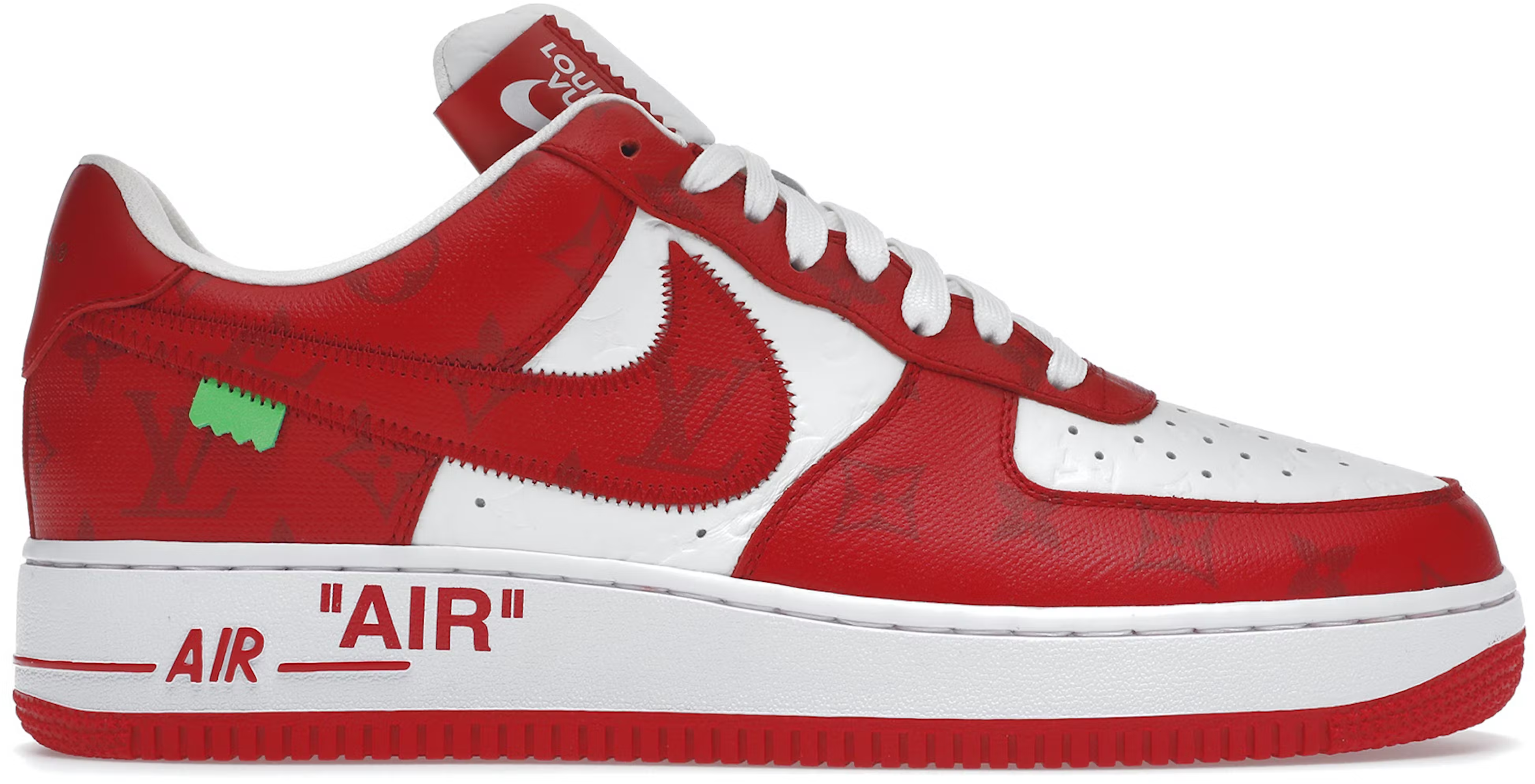 Louis Vuitton Nike Air Force 1 Low By Virgil Abloh White Red THE GARDEN